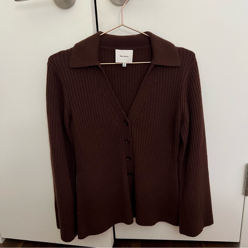 Reformation Shea Cashmere Collared Cardigan - size XS